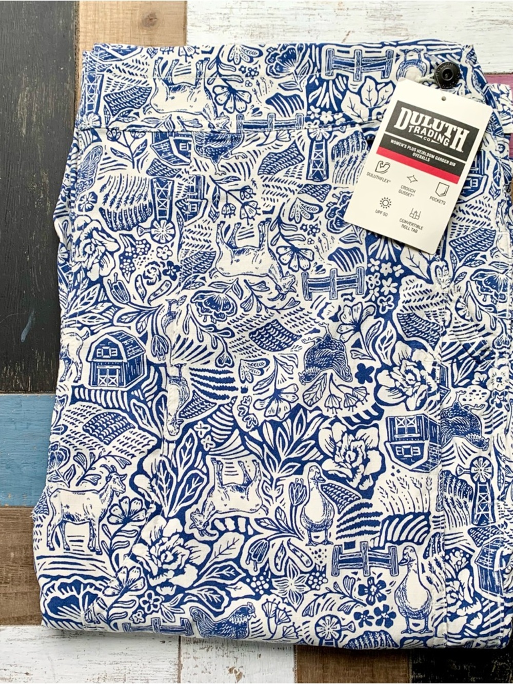 NWT Duluth 1X x31L Heirloom Gardening Bib Overalls Farm Toile Garden Outdoors - Picture 6 of 8